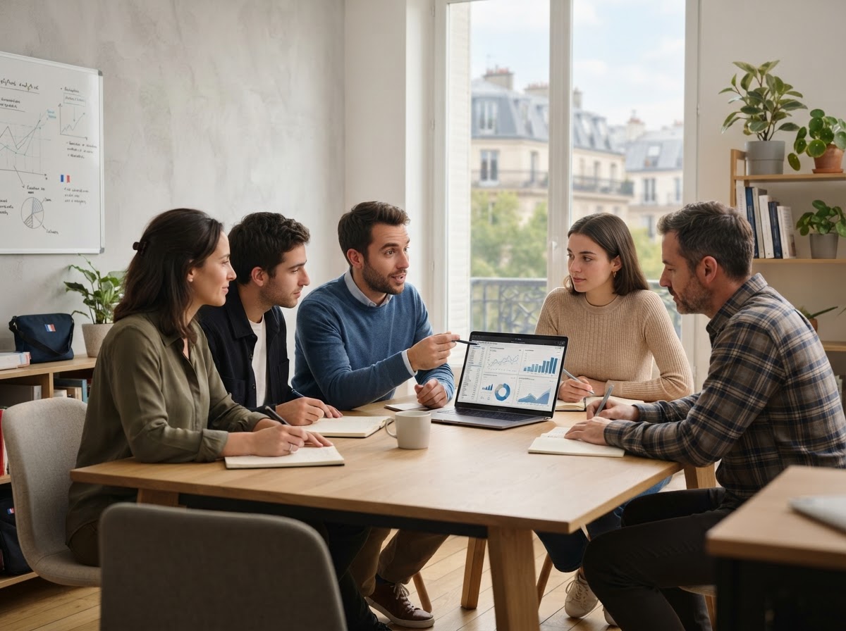Anthropic — équipe d'analyse travaillant sur un modèle de décision financière